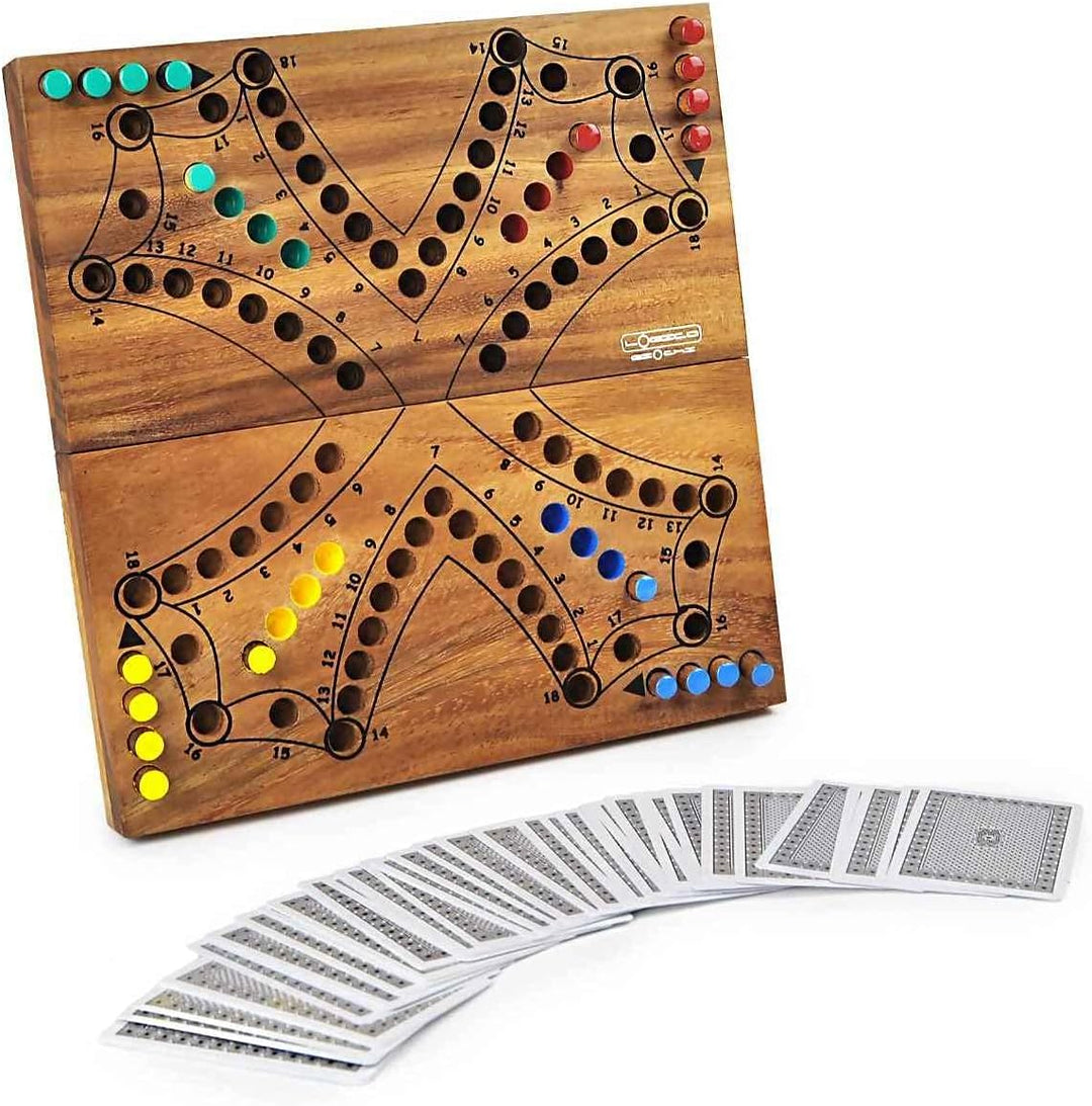 Logica Spiele Art. Tock 4 - Brettspiel aus Holz - Strategiespiel für 2/4 Spieler - Familienspiel