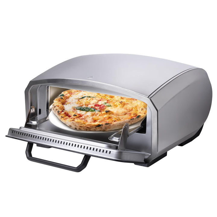Unold 68916 Pizzaofen Enzo elektrisch rotierender Pizzastein 33cm ca. 500 °C 6 Programme für innen u