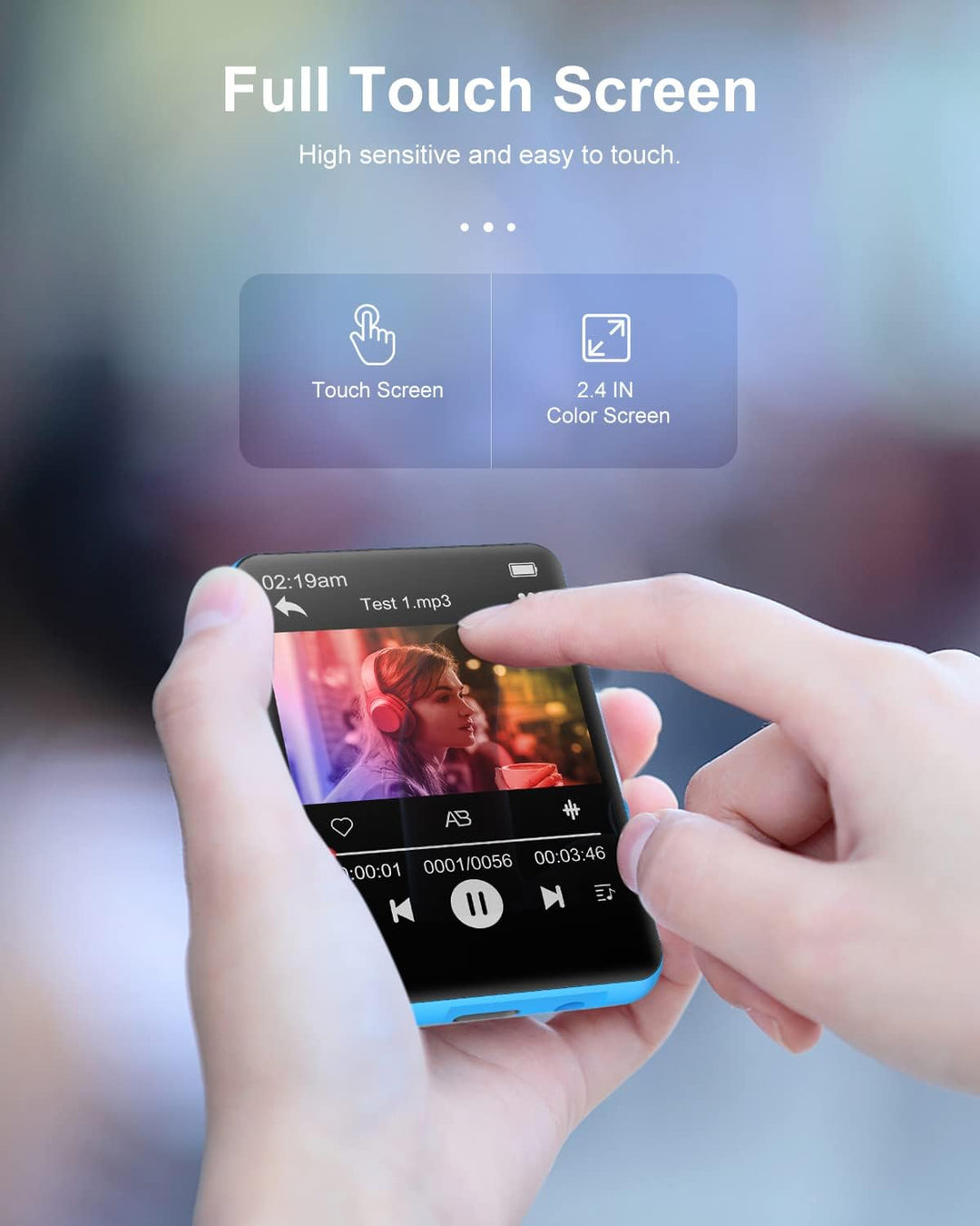 64GB MP3-Player mit Bluetooth 5.0, joliker Tragbarer HiFi-Sound Musik Player, 2,4 Zoll Farbbildschir