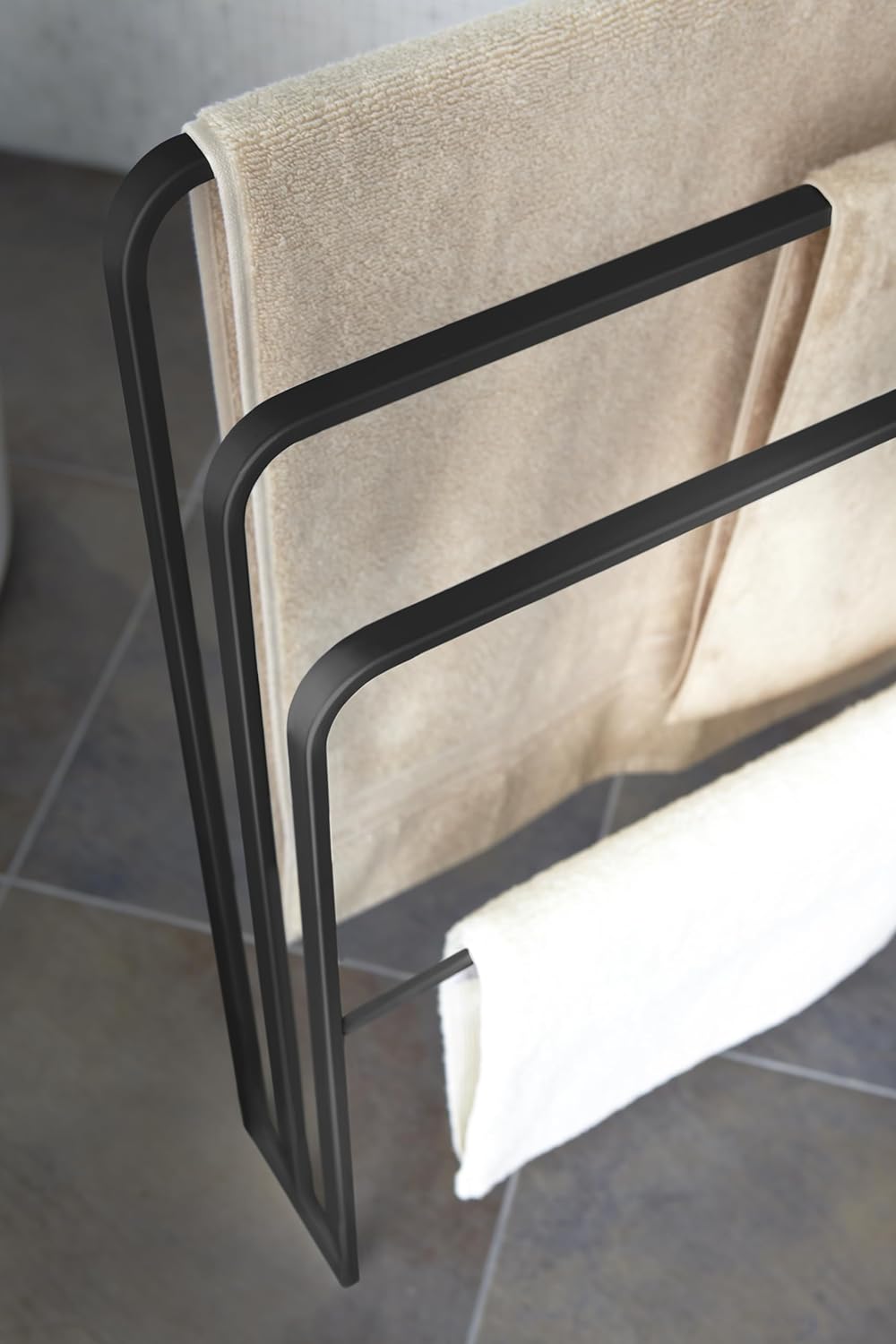 Bath towel hanger with 3 bars - Tower - Black Schwarz, Schwarz