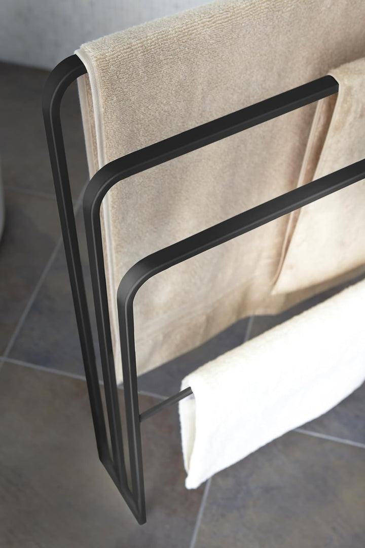 Bath towel hanger with 3 bars - Tower - Black Schwarz, Schwarz