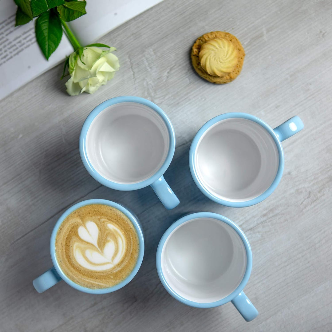 City to Cottage® - Keramik XXL Becher 500 ml | Kaffeebecher | Hellblau und Weiss | Polka Dots | Hand