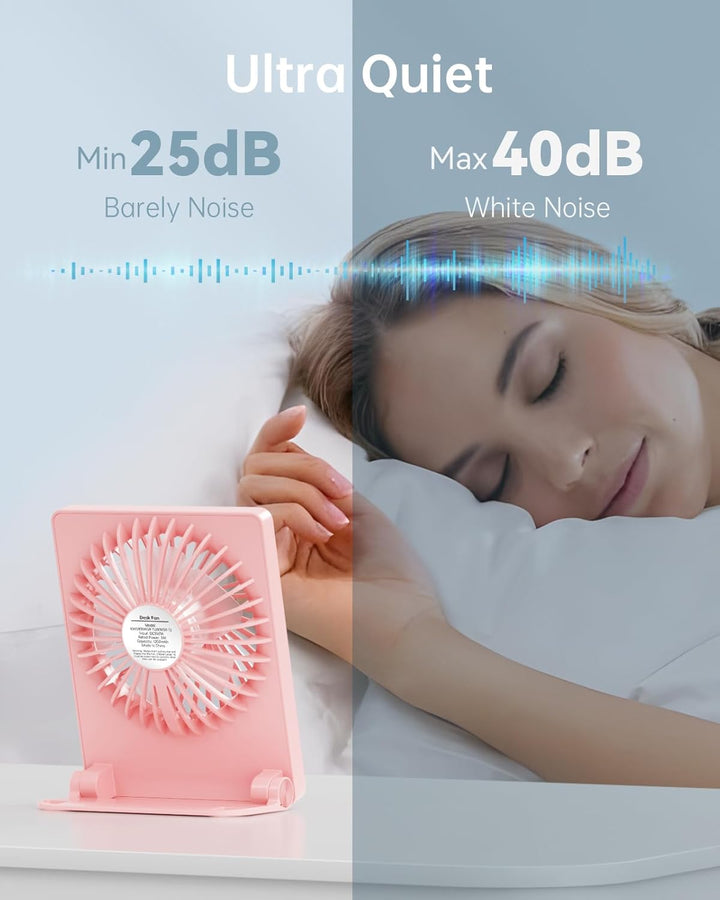 TriPole Schreibtisch Ventilator, 180° Tragbar mit 3-Geschwindigkeits USB, Ultradünner Mini für Home