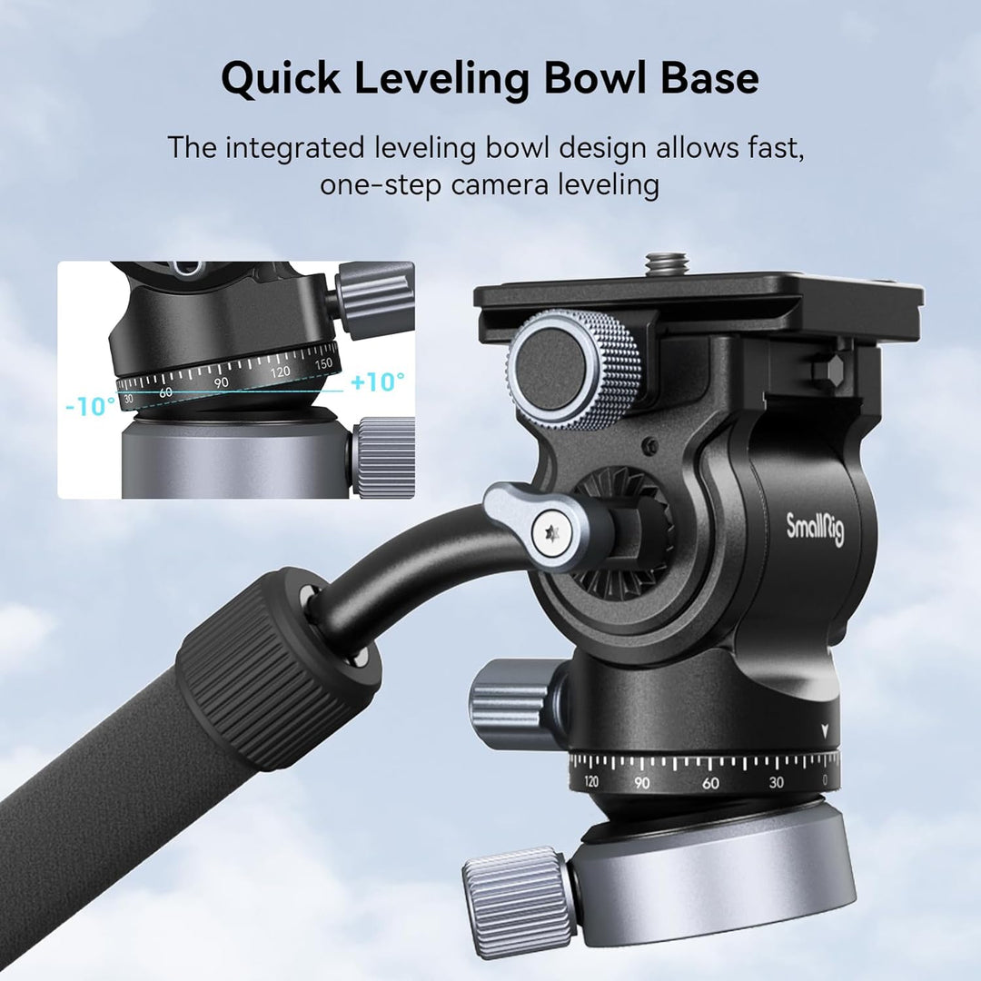 SMALLRIG 63" Video Travel Tripod, Carbonfaser-Stativ mit Schnellwechsel-Fluidkopf, Nivellierschalenb