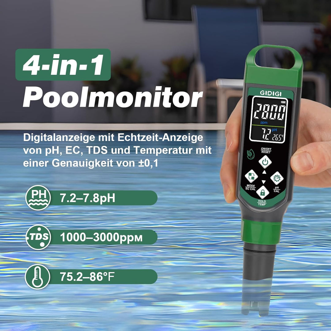 pH Messgerät für Hydrokulturen, pH Messgerät für Pool, TDS EC Messgerät mit Farbdisplay, pH Wert Was