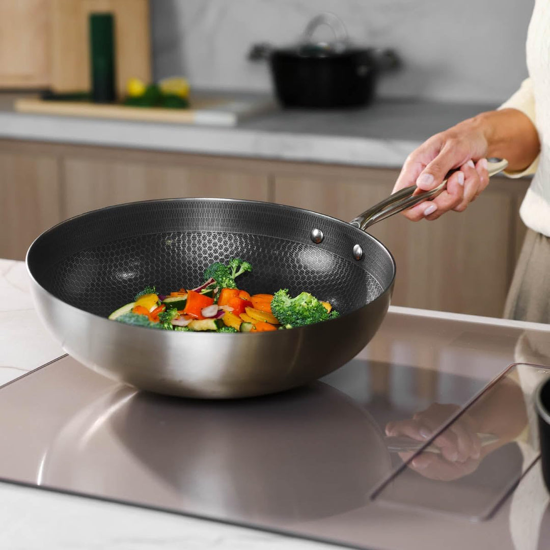 Cook & Pan - Honey Topfset und Pfannenset, 9-teilig-Induktionsgeeignet-PFAS frei Wabe 3-lagig -Antih