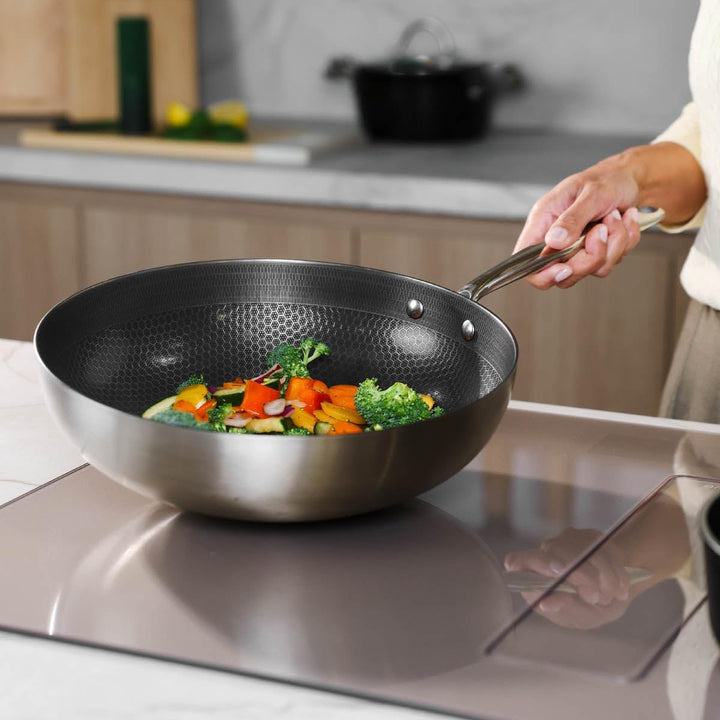 Cook & Pan - Honey Topfset und Pfannenset, 9-teilig-Induktionsgeeignet-PFAS frei Wabe 3-lagig -Antih