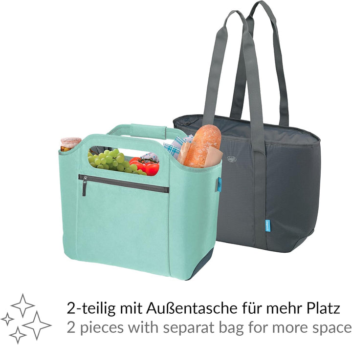 alfi ISO Bag 2in1 23 Liter, Mint Green, Thermo-Kühltasche aus Polyester mit extra Tragetasche, isoli