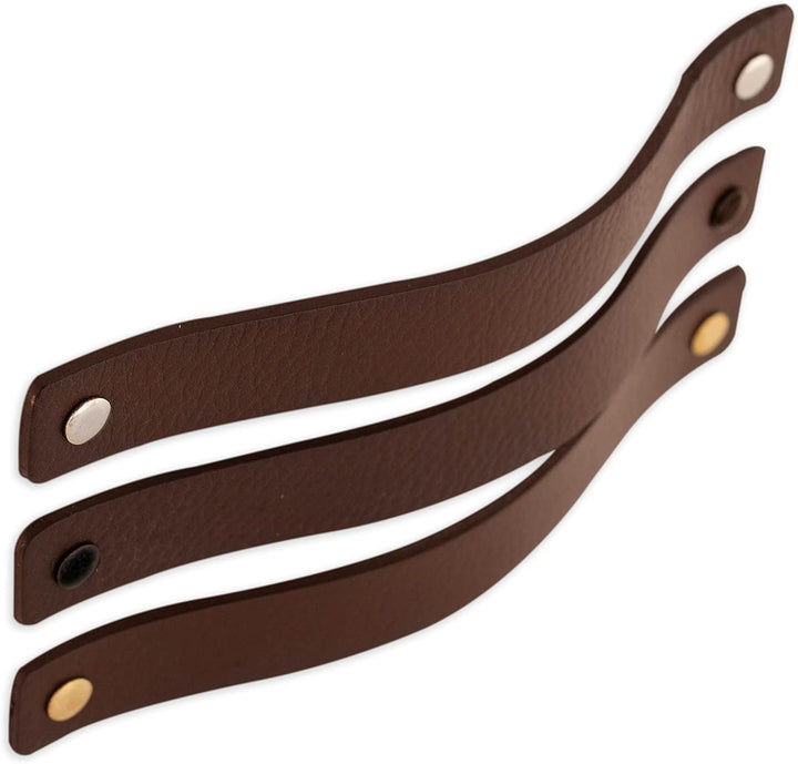 Brute Strength - Ledergriffe für Möbel - Braun - 12 Stück - 20 x 2,5 cm - Schrankgriff, Türgriff für