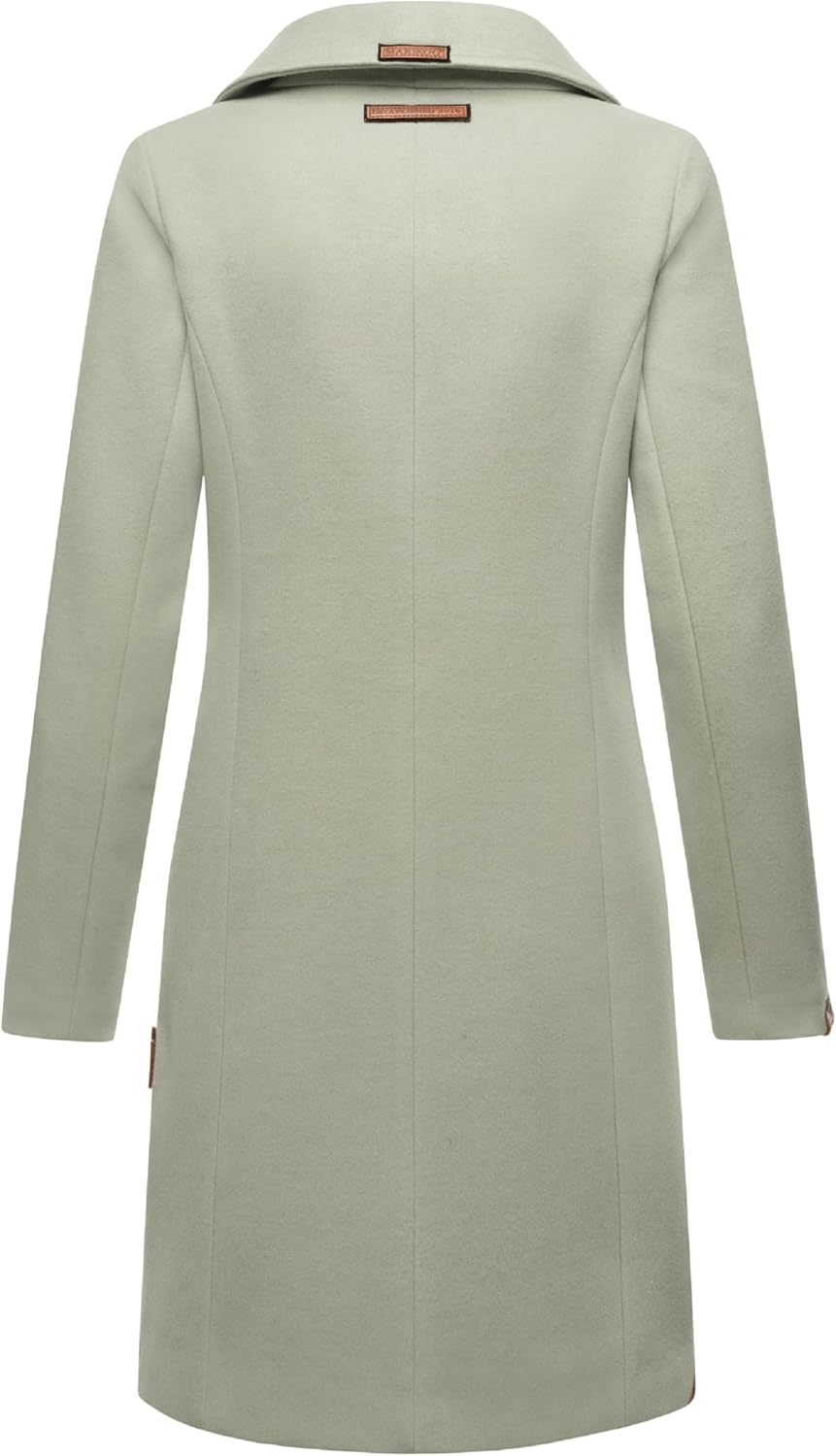 MARIKOO Damen Wollmantel Langer Trenchcoat mit Reversekragen Nanakoo XS-XXL L Smokey Mint, L Smokey