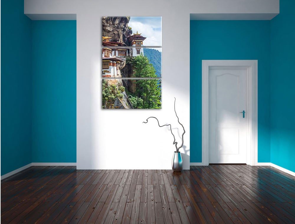 Pixxprint Buddha Tempel in China 3-Teiler Leinwandbild 120x80 Bild auf Leinwand