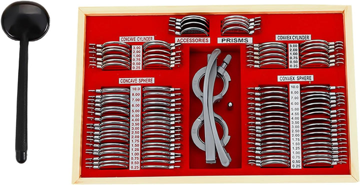 JINPRDAMZ 104tlg Optisches Testlinsen-Set, Optischer Trial Frame mit Optometrie-Rahmen und Optometri