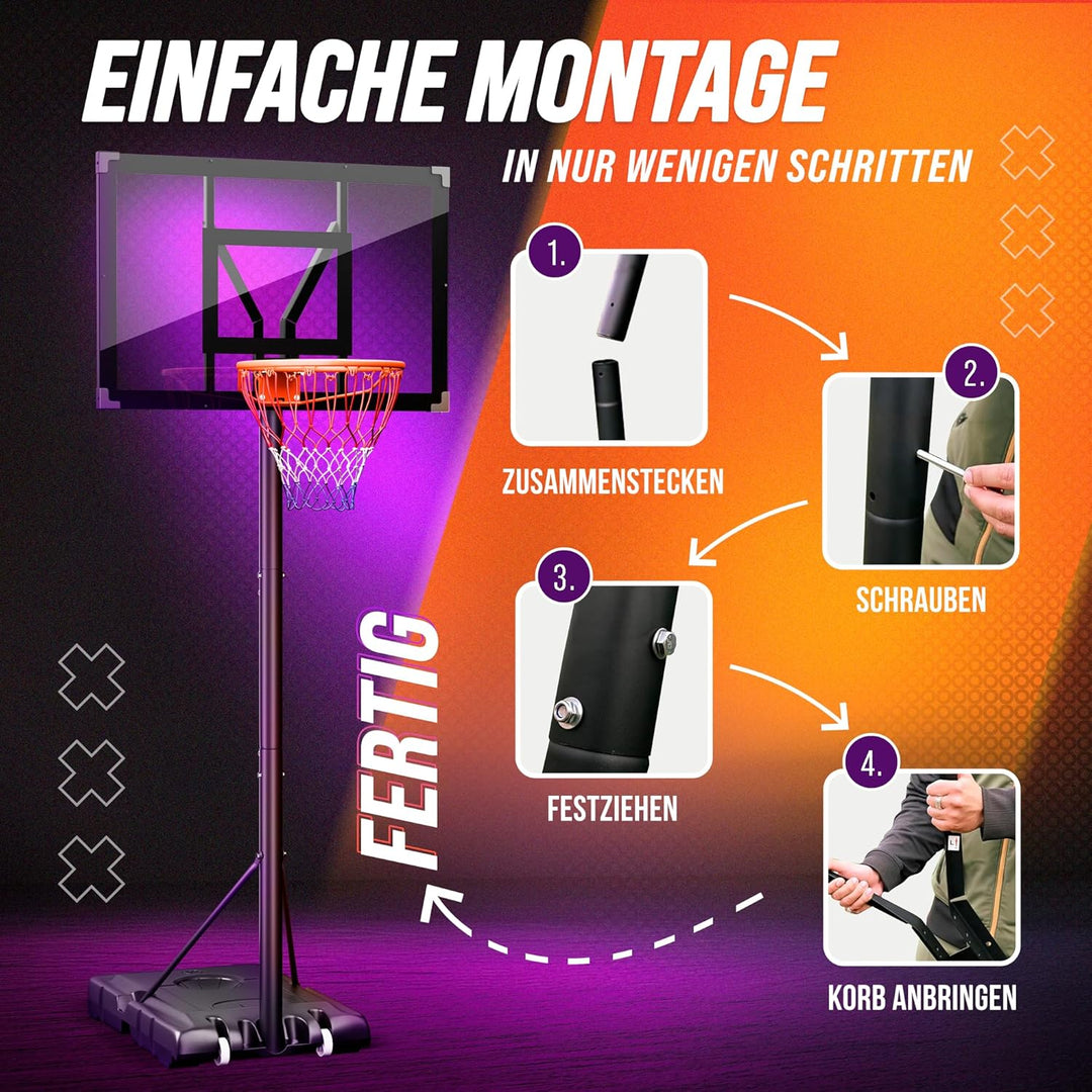 Basketballkorb Outdoor [mit Sandsack] – Basketball Korb höhenverstellbar von 135 cm bis 305 cm – Wet