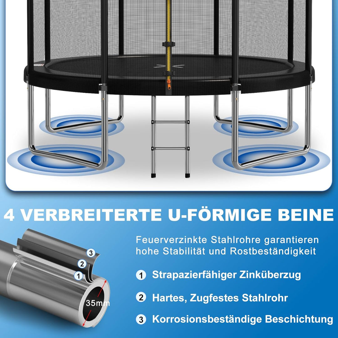Devoko Trampolin Outdoor Ø 183/228/305/366/427 cm, GS-Zertifikat Indoor Trampolin Kinder Gartentramp