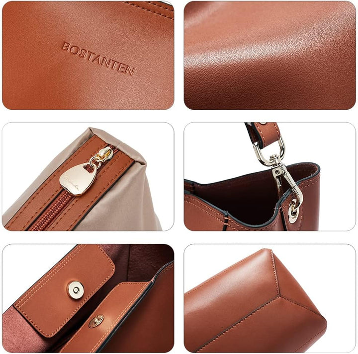 BOSTANTEN Leder Damen Handtasche Schultertasche Umhängetasche Designer Tasche Gross 1-a-braun, 1-a-b