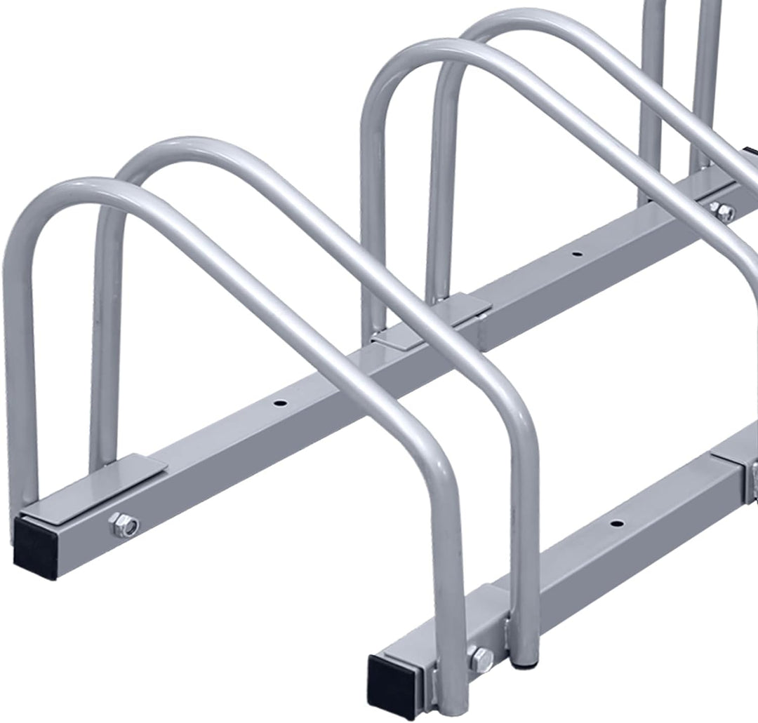 Fiqops Fahrradständer für 5 Fahrräder, 35-55 mm Reifenbreite, Mehrfachständer Aufstellständer Bodenp