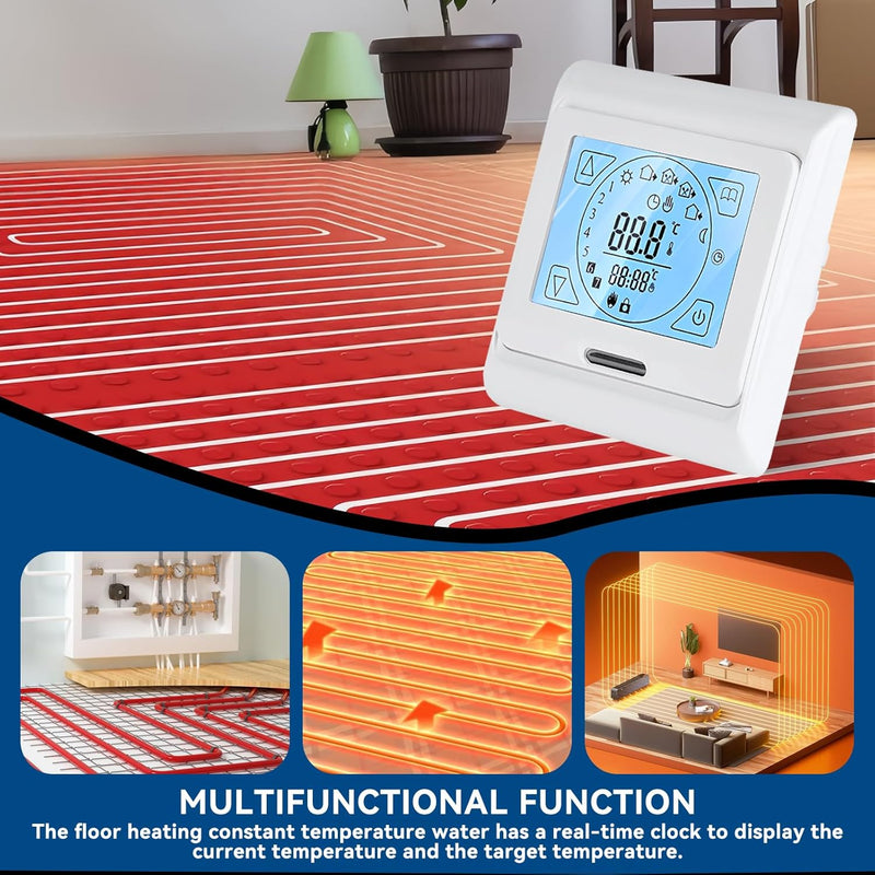 Thermostat Fussbodenheizung, E91 Raumthermostat 16 A, Unterputz Touchscreen Raumthermostat Thermosta