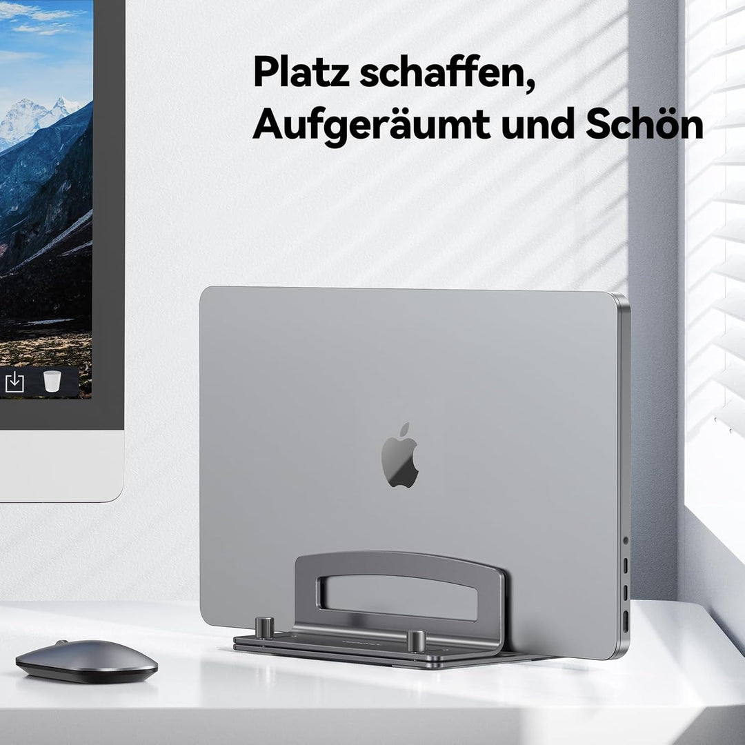 TECKNET Vertikaler Laptop Ständer aus Aluminium, Verstellbarer Laptop-Ständer, durchbrochenes Design