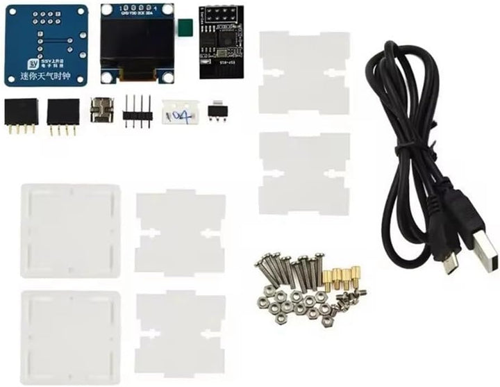 Elektronisches DIY-Set ESP8266 Mini-Uhr Wettervorhersage-Set WiFi im Netzwerk mit OLED-Display und D