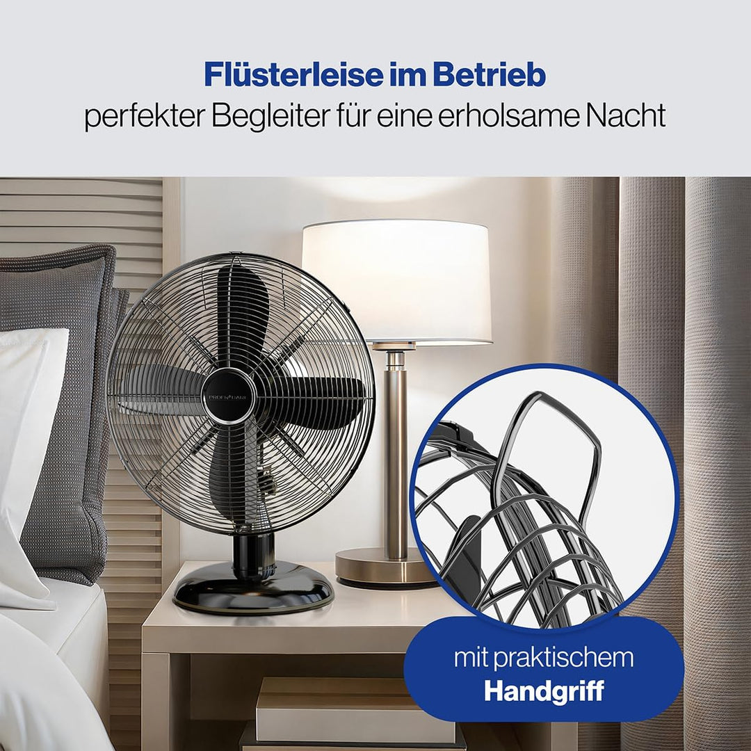 ProfiCare Ventilator mit Schwenkfunktion | Ventilator leise 3 Stufen | Ø 30 cm | Tischventilator 35W