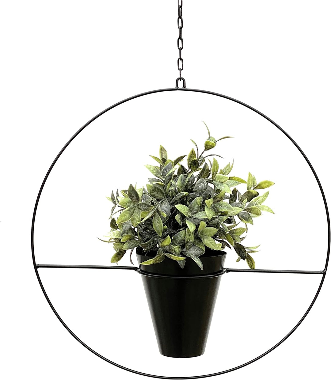 DanDiBo Blumenampel Innen Metall Wand Schwarz Matt Hängepflanzen Ø 40 cm KW446 mit Topf Pflanzenhäng