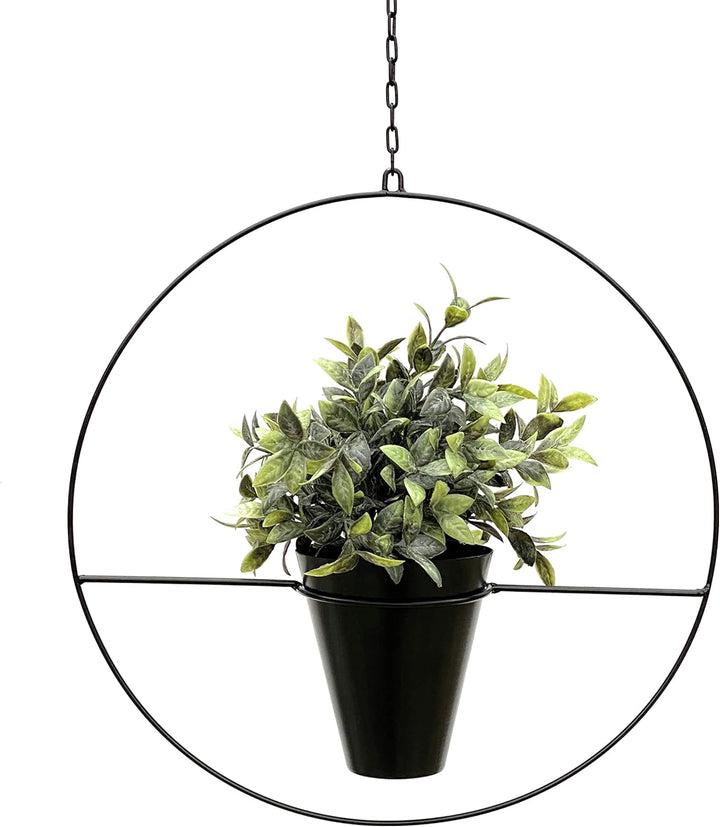 DanDiBo Blumenampel Innen Metall Wand Schwarz Matt Hängepflanzen Ø 40 cm KW446 mit Topf Pflanzenhäng
