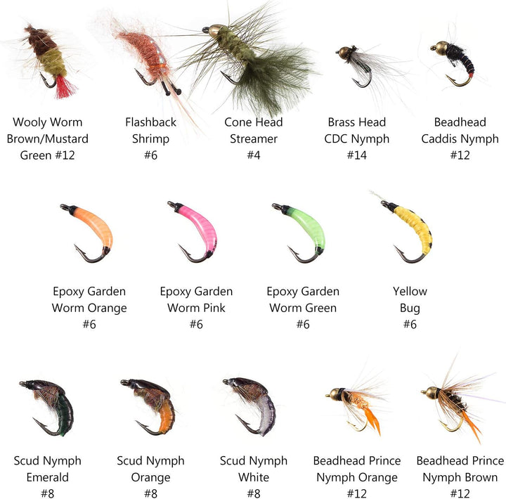 BASSDASH Trout Steelhead Salmon Fishing Flies Barbed Barbless Fly Hooks Include Dry Wet Flies Nymphs