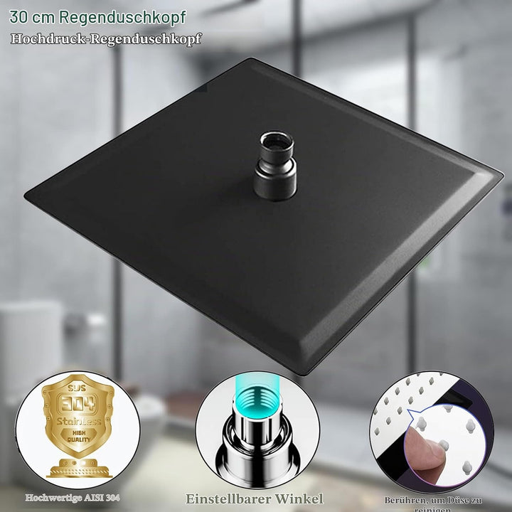 Ohotecy 12 Zoll(30cm) Regendusche Duschkopf Edelstahl AISI304 Regenbrause Anti-Kalk-Düsen Duschkopf