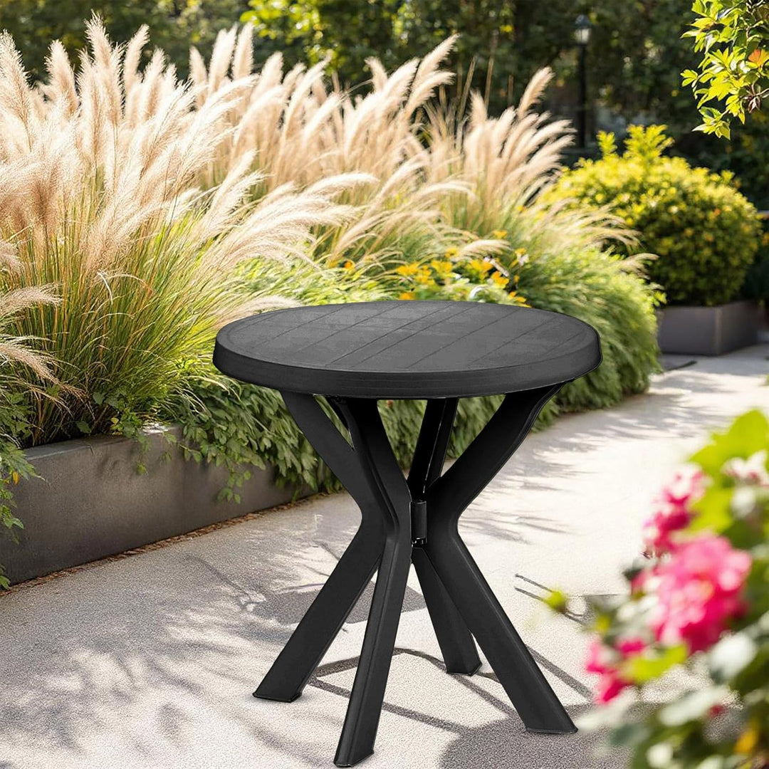Spetebo Kunststoff Gartentisch rund - 70 cm - Campingtisch im klassischen Design - Balkontisch Terra