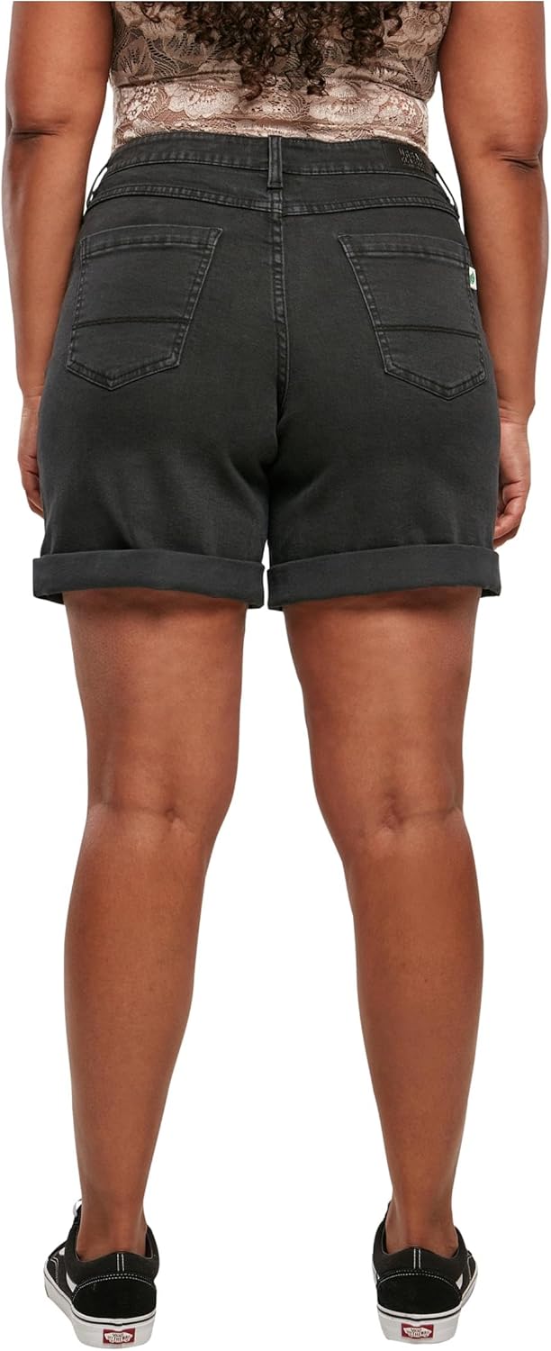 Urban Classics Damen Ladies Organic Stretch Denim 5 Pocket Shorts Jeans-Shorts 26 Black Washed, 26 B