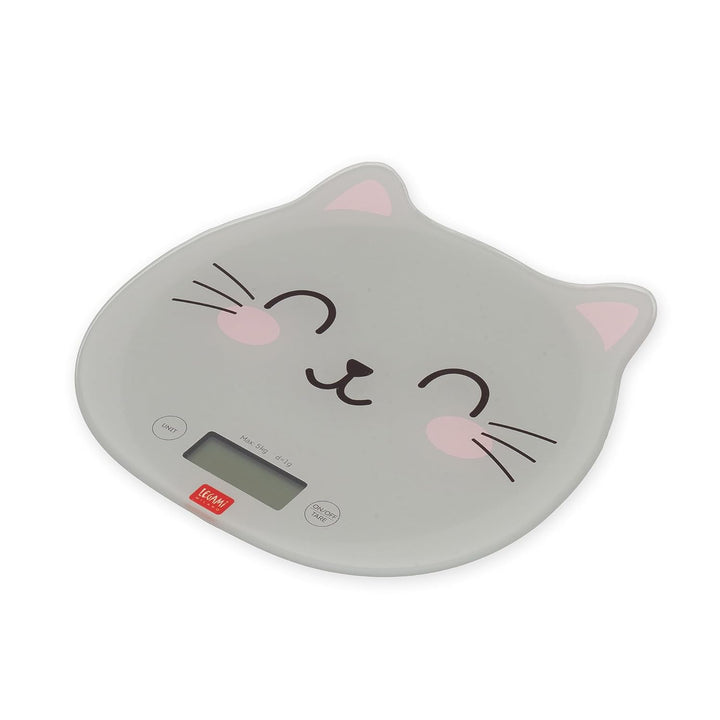 Legami - Digitale Küchenwaage, Kitchen Scale, Kitty, 7 Masseinheiten, Touch-Tasten ON/TARE und UNIT,