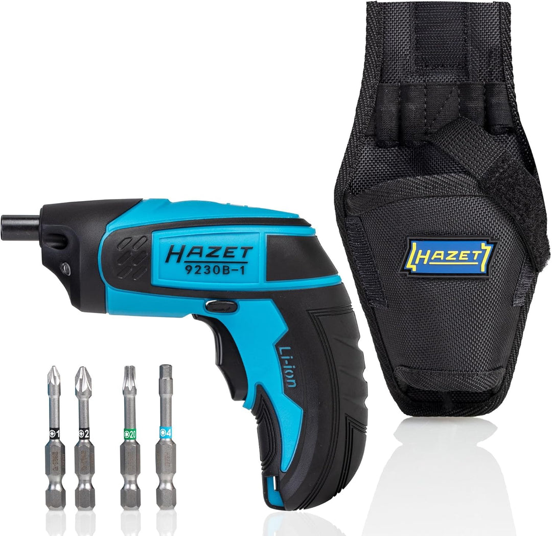 HAZET Mini Akku-Schrauber inkl. Holster 9230B-1 | Werkzeug zum An-/Abziehen von Bauteilen | einfach,