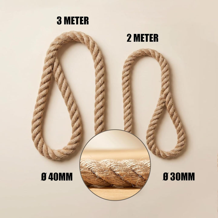 Katzenkletterseil Jute Ø40mm Katzenseil mit Befestigungshaken 2 M | Innenbereich Kletterspielzeug Ka