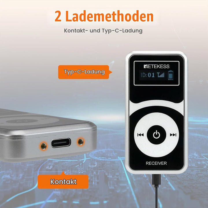 Retekess T130Pro Kabelloses Tour Guide System, Abgestufte Geräuschreduzierung, Audio Whisper Tour Gu