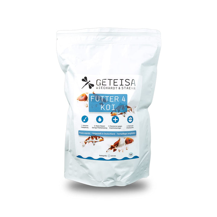 GETEISA Futter 4 Koi 10 kg - Hochwertiges Basis-Koi-Futter mit 4,5mm Pellets, Nährstoffreich, Förder