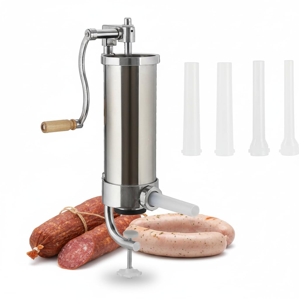 3,5L Wurstfüller, Wurstmaschine Manuell, Wurstfüllmaschine Edelstahl mit Tischklemme, Press Wurstspr