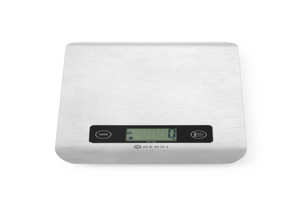 HENDI Digitale Küchenwaage, Haushaltwaage, Für max 5 kg, Präzision auf bis zu 1 gr, Mit eingebautem
