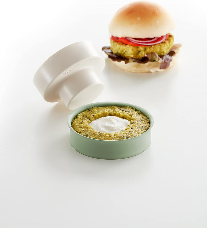 Lékué Veggie Burger Set, 1 Liter, Silikon, rot und grün
