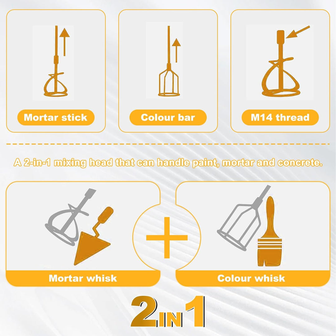 Akku Rührwerk für Farbe und Beton kompatibel mit Dewalt 20V Akku (ohne Batterie), Bürstenloser Mörte