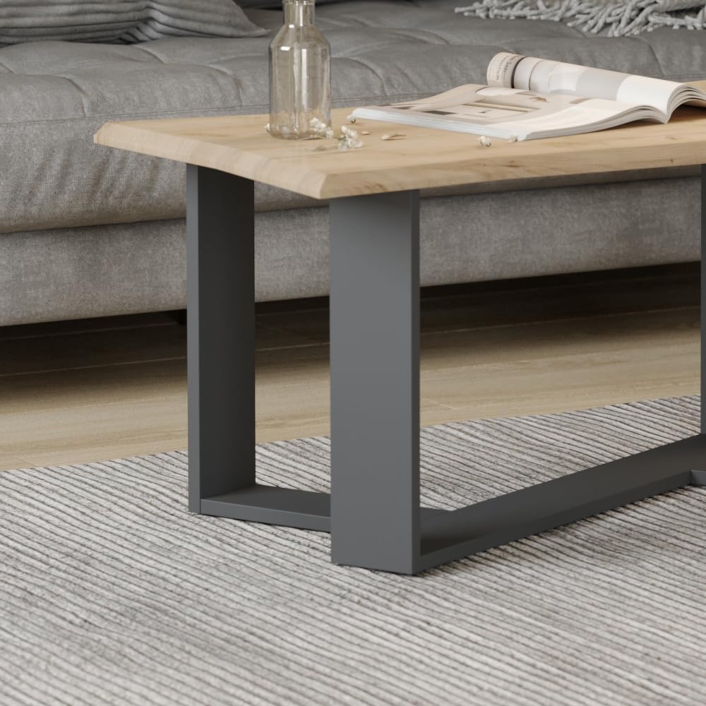 Vicco Couchtisch Sofatisch Beistelltisch Arne Baumkante Goldkraft/Anthrazit