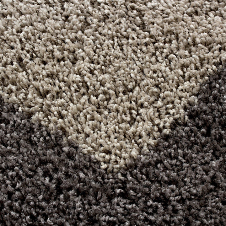 Carpettex Hochflor Teppich Wohnzimmer Shaggy Flokati Teppich Modern Bordüre Design 120 cm Rund Taupe