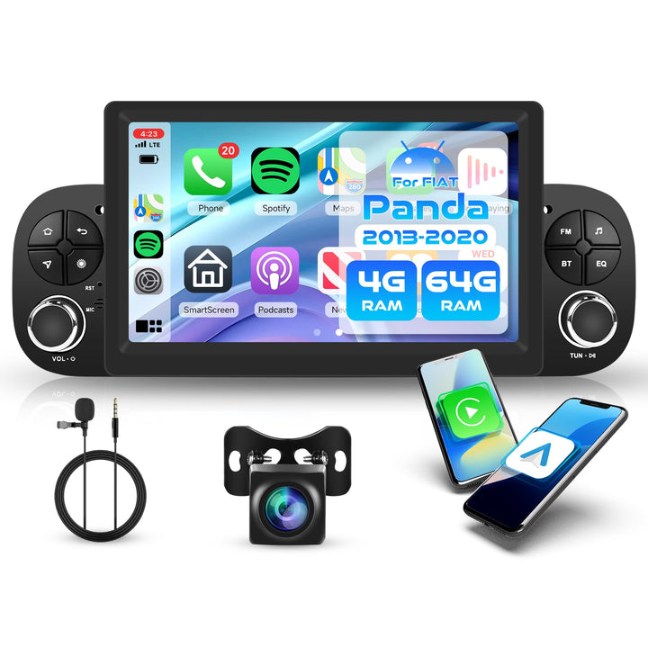 4G+64G 7 Zoll Android Autoradio für FIAT Panda 2013-2020 Wireless Carplay Rimoody Stereo Auto mit An