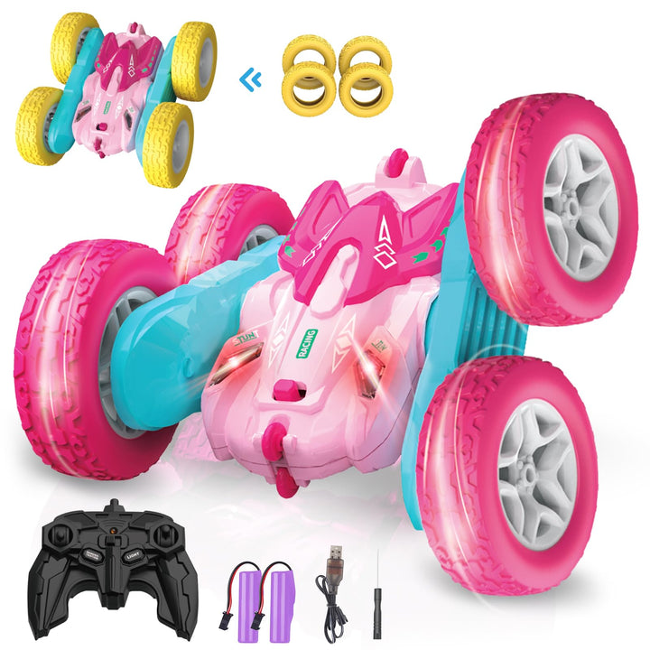 seveclotree Ferngesteuerte Auto für Mädchen Kinder,4WD 2.4 Ghz Fernbedienung 360° Flip RC Stunt Auto