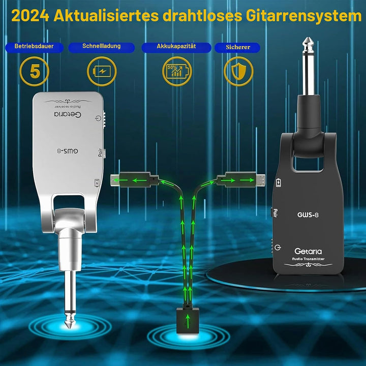 Getaria Gitarren Sender 2.4 G Wireless gitarre Sender Built-in Rechargeable Lithium battery for Elec