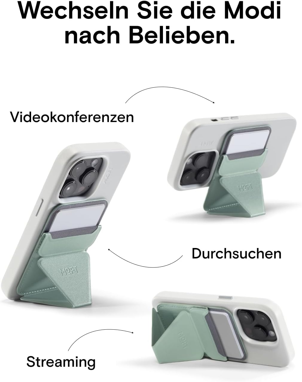 MOFT MagSafe Wallet Ständer für iPhone 15/14/13/12 Serie Kompatibel mit MagSafe, MOVAS Vegan Leder M