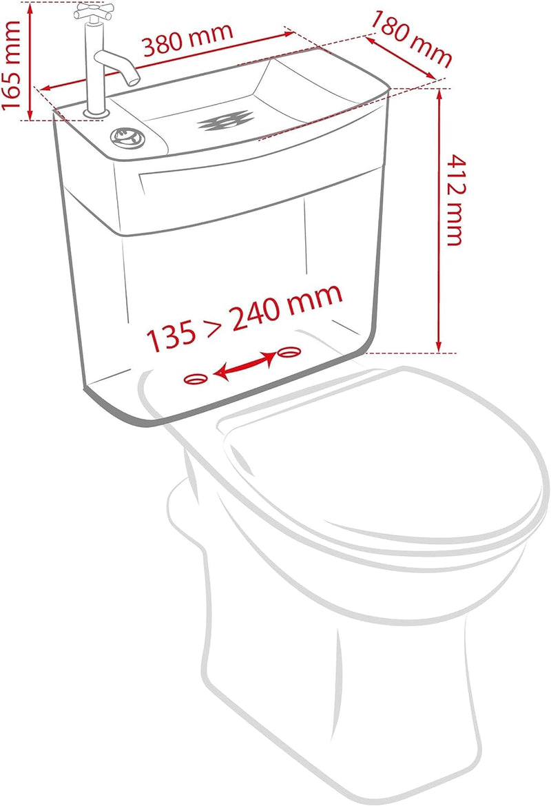 Wirquin 50720090 Iseo Spülkasten mit niedrigem Handwaschbecken, Kunststoff