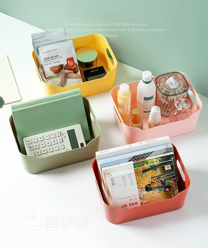 4 Stück Gelb Aufbewahrungsboxen mit Griff 24×17×10 cm,Niedrigeren Vorderseite Aufbewahrungskorb,Aufb
