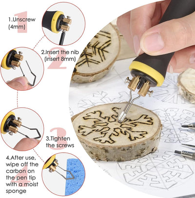 Tisey Pyrographie-Maschine, 60W LCD Holzbrenner-Set, 0-750°C, für Holz, Leder, Kürbis, 2 Stifte & 33