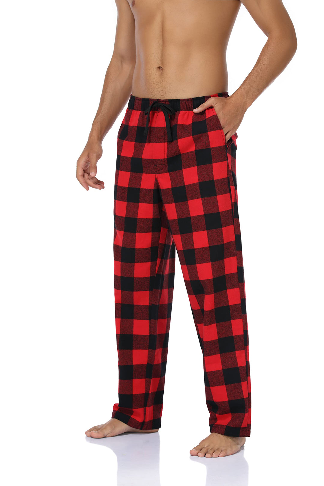 Schlafanzughose Herren, 100% Baumwolle Kariert Pyjamahose Dicke Flanell Schlafhose Weich Nachtwäsche