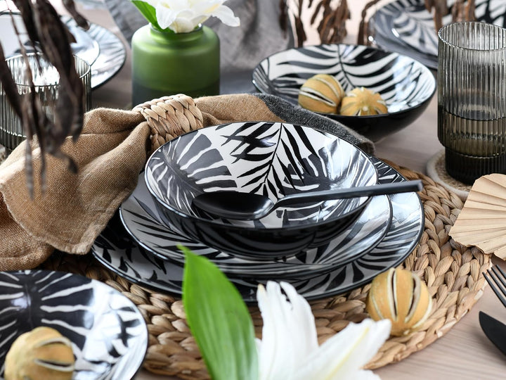 CreaTable, 25861, Serie TROPICANA black, Geschirrset, Teller Set 12 teilig Teller Set 12 teilig Schw